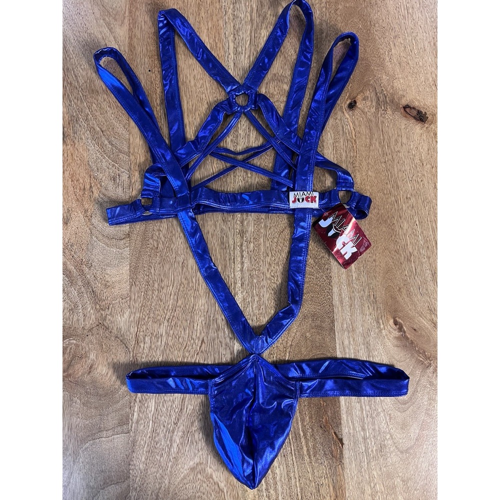 Male Jockstrap & Harness Set - Shiny Royal Blue